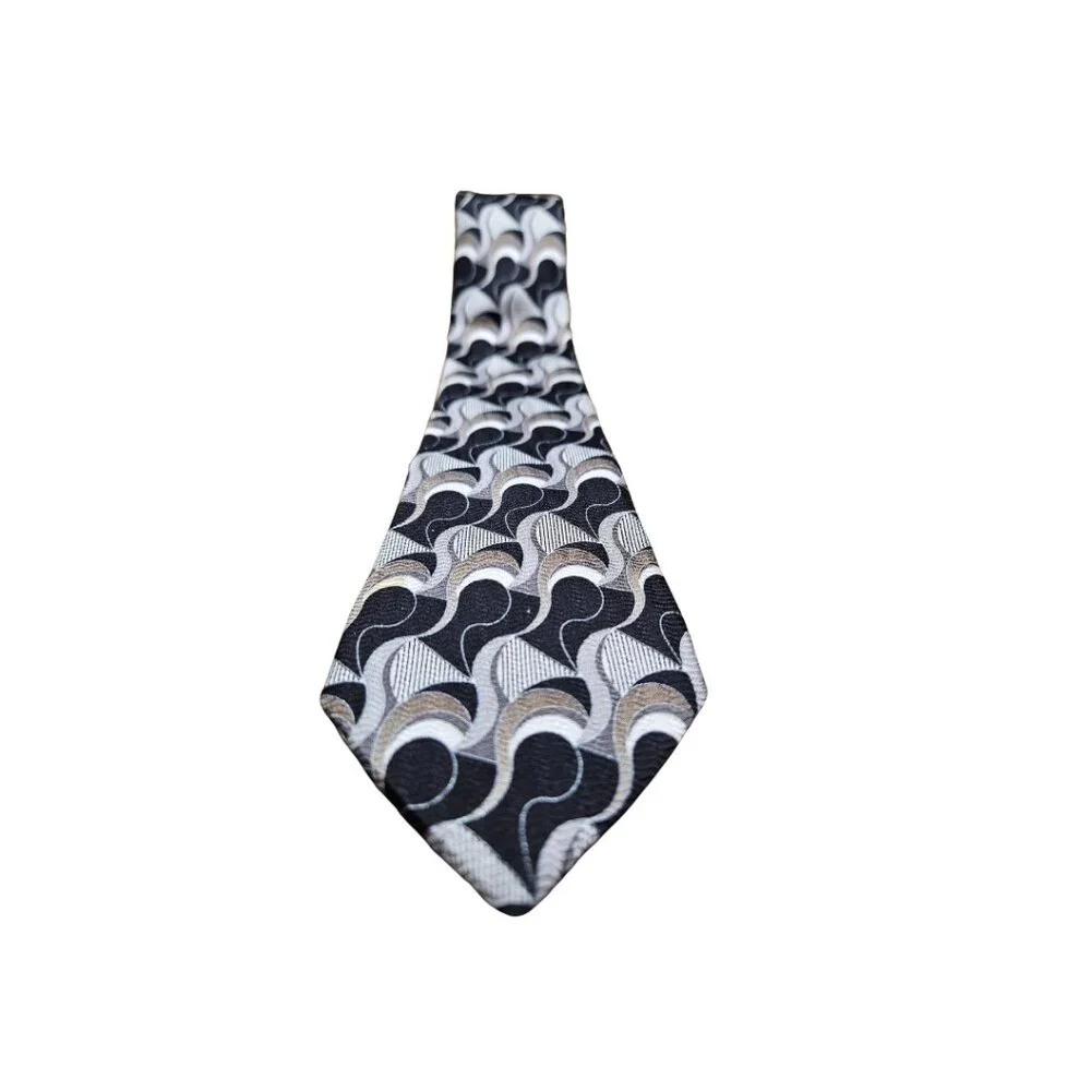 Vintage Van Heusen Boy's Black Abstract Silk Tie